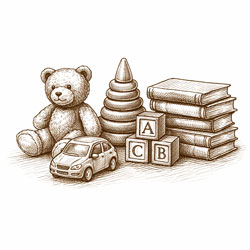 Kinderbücher und Spielzeug